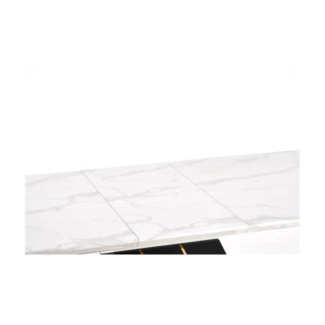 VINCENZO stół rozkładany blat: biały marmur, noga czarny/złoty (3p=1szt)-120624