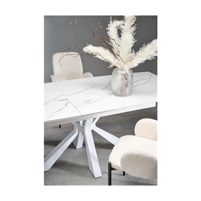 VIVALDI stół rozkładany blat - biały marmur, nogi - biały (2p=1szt)-120697