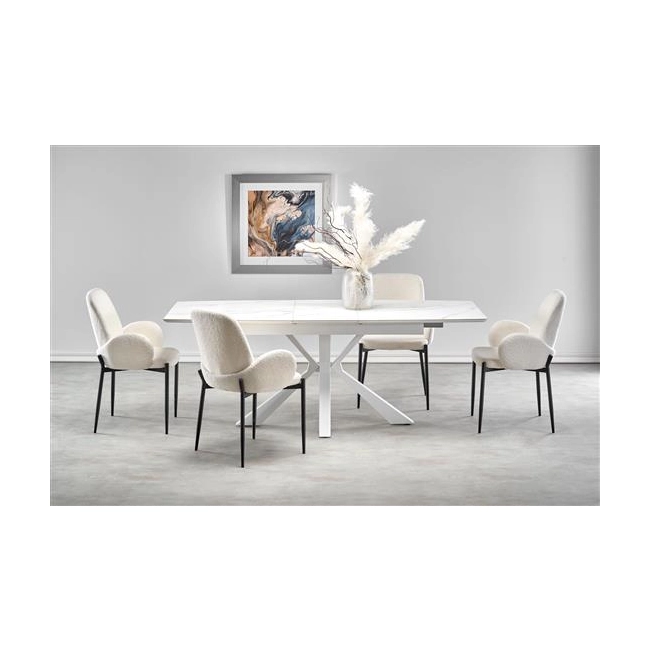 VIVALDI stół rozkładany blat - biały marmur, nogi - biały (2p=1szt)-120698
