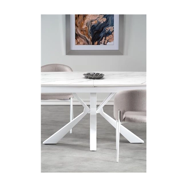 VIVALDI stół rozkładany blat - biały marmur, nogi - biały (2p=1szt)-120705