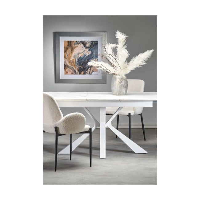 VIVALDI stół rozkładany blat - biały marmur, nogi - biały (2p=1szt)-120708