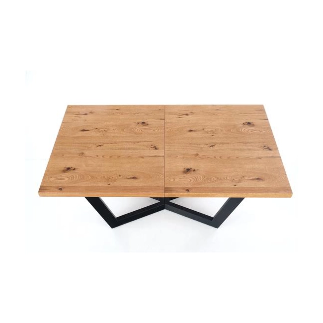 MASSIVE stół rozkładany 160-250x90x77 cm jasny dąb/czarny (2p=1szt)-121991