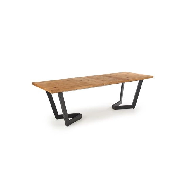 MASSIVE stół rozkładany 160-250x90x77 cm jasny dąb/czarny (2p=1szt)-122002