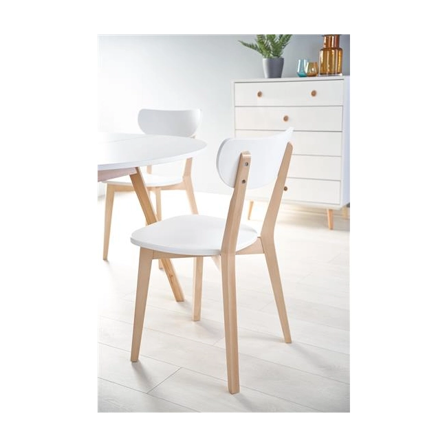 RUBEN stół kolor blat - biały, nogi - dąb miodowy (102-142x102x75 cm) (2p=1szt)-123043