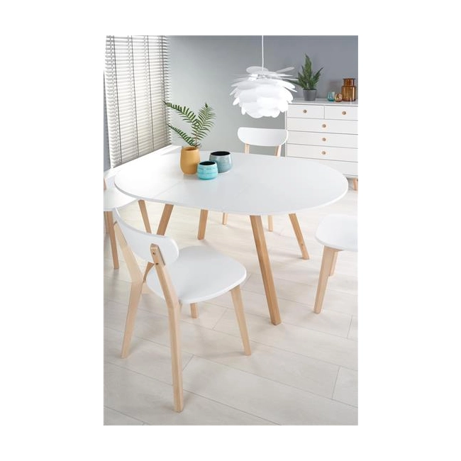 RUBEN stół kolor blat - biały, nogi - dąb miodowy (102-142x102x75 cm) (2p=1szt)-123044