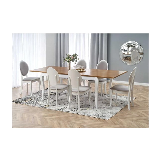 WINDSOR stół rozkładany 160-240x90x76 cm kolor ciemny dąb/biały (2p=1szt)-123432
