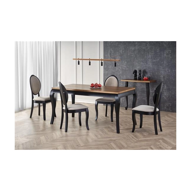 WINDSOR stół rozkładany 160-240x90x76 cm kolor ciemny dąb/czarny (2p=1szt)-123448