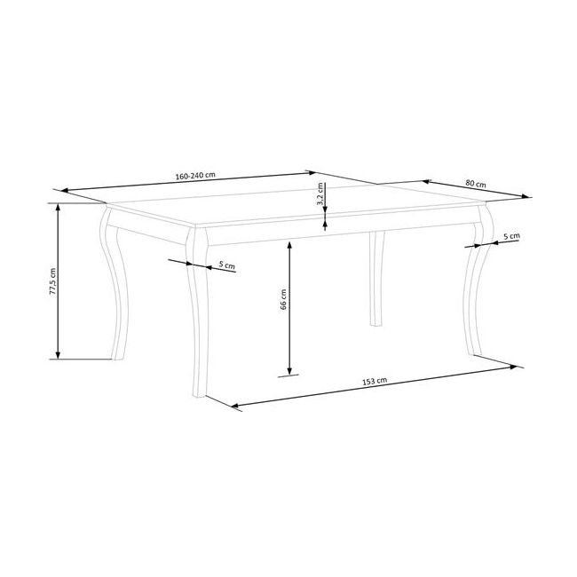 WINDSOR stół rozkładany 160-240x90x76 cm kolor ciemny dąb/czarny (2p=1szt)-123450