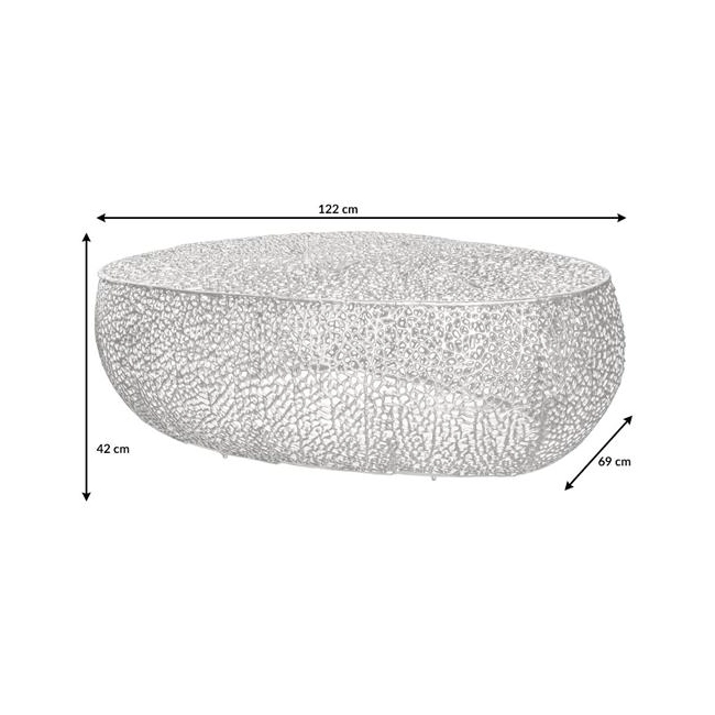 STOLIK KAWOWY LEAF 122 CM SREBRNY-125718