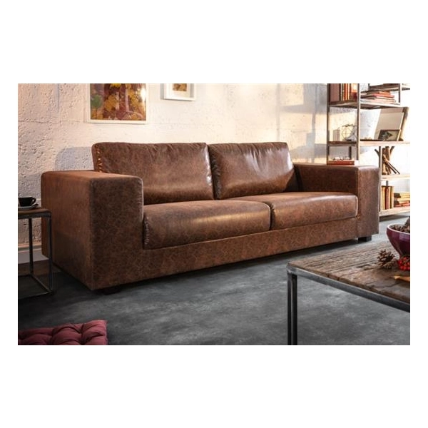 SOFA LOUNGER VINTAGE 220X86 CM EKOSKÓRA BRĄZOWA-126530