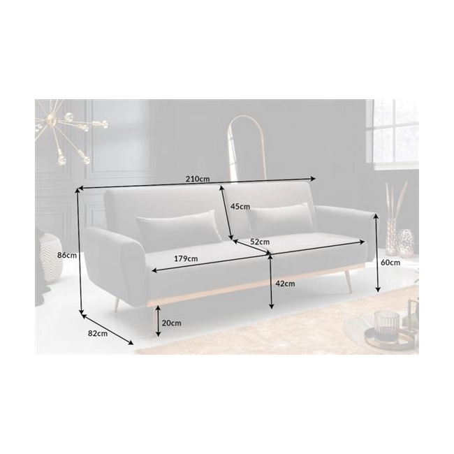 SOFA ROZKŁADANA BELLEZZA SZARA 208 CM-126306