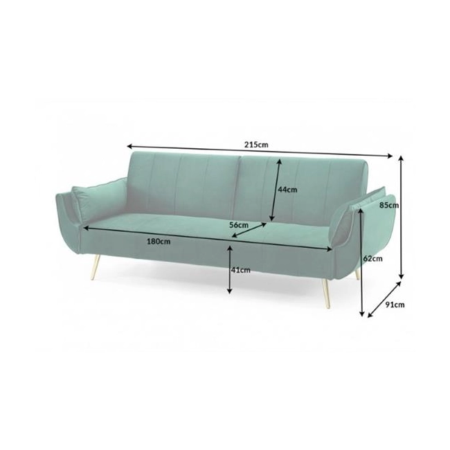 SOFA ROZKŁADANA DIVANI ZIELONA I 215 CM-126346