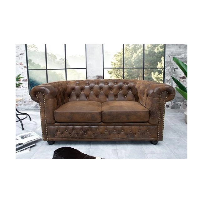 SOFA 2-OSOBOWA CHESTERFIELD BRĄZOWA 150 CM-126380