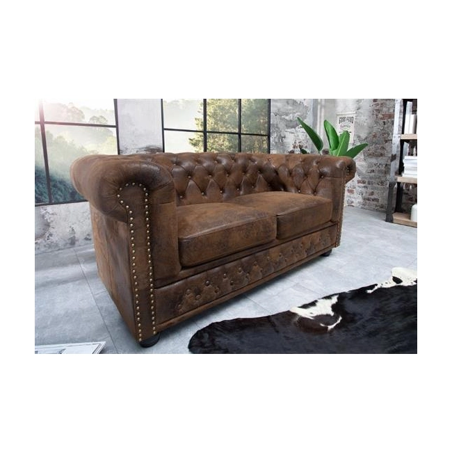 SOFA 2-OSOBOWA CHESTERFIELD BRĄZOWA 150 CM-126381