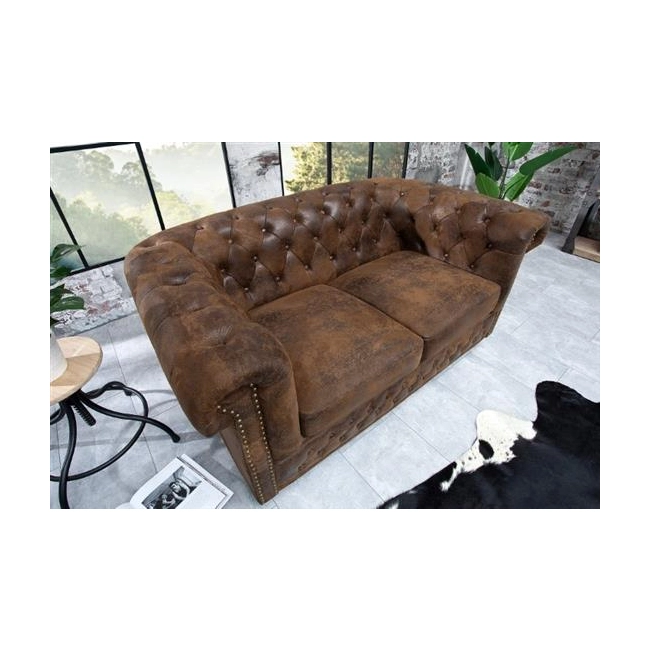 SOFA 2-OSOBOWA CHESTERFIELD BRĄZOWA 150 CM-126382