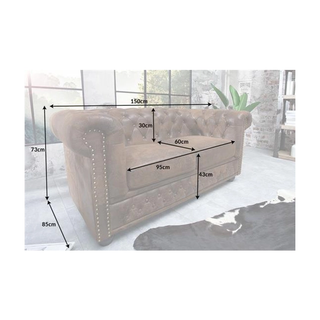 SOFA 2-OSOBOWA CHESTERFIELD BRĄZOWA 150 CM-126386