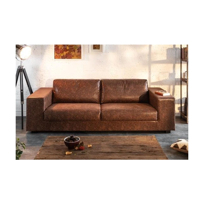 SOFA LOUNGER VINTAGE 220X86 CM EKOSKÓRA BRĄZOWA-126531