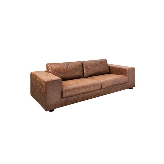 SOFA LOUNGER VINTAGE 220X86 CM EKOSKÓRA BRĄZOWA