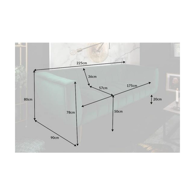 SOFA 3-OSOBOWA NOBLESSE ZIELONA 225 CM-126543