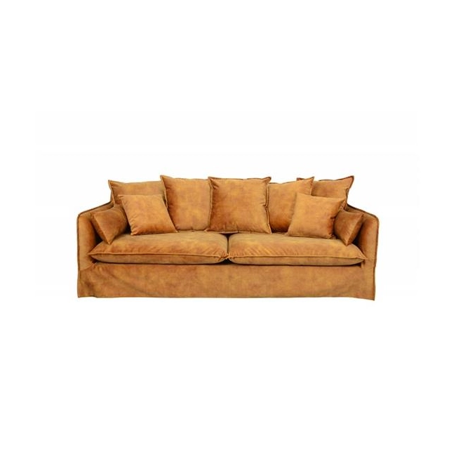 SOFA 3-OSOBOWA HEAVEN 210X105 CM ŻÓŁTA WELUR-126633