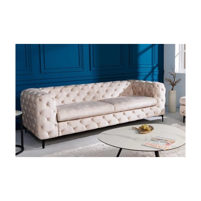 SOFA MODERN BAROCK 235X95 CM BEŻOWA WELUR-126654