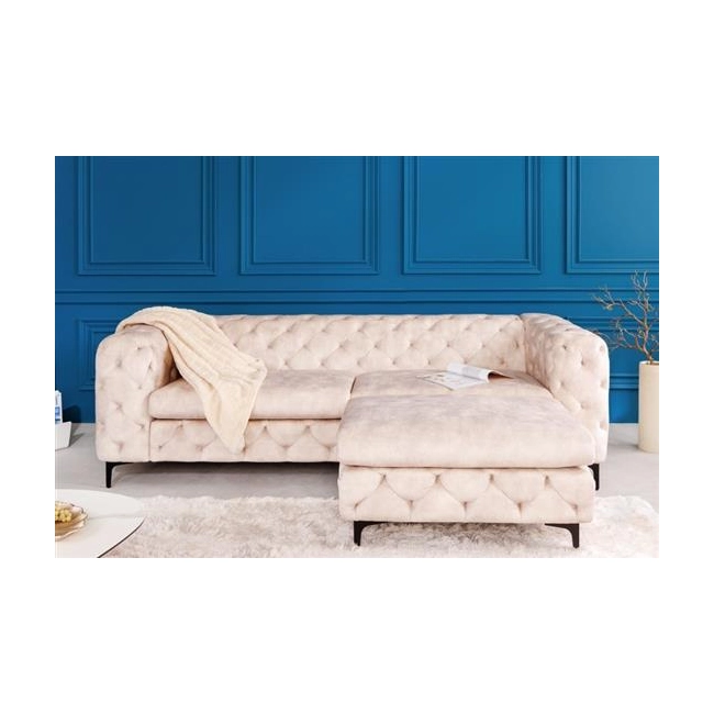 SOFA MODERN BAROCK 235X95 CM BEŻOWA WELUR-126656