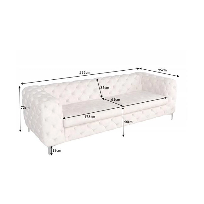 SOFA MODERN BAROCK 235X95 CM BEŻOWA WELUR-126659