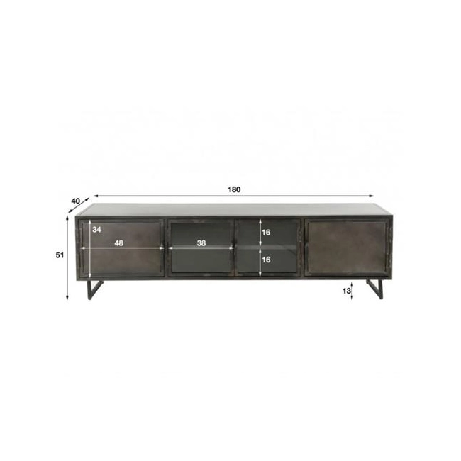 SZAFKA RTV YARA 180X40 CM METALOWA SZARA-128698