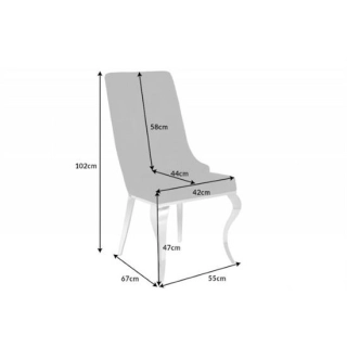 KRZESŁO MODERN BAROCK Z GŁOWĄ LWA CZARNO-SREBRNE WELUR-131275