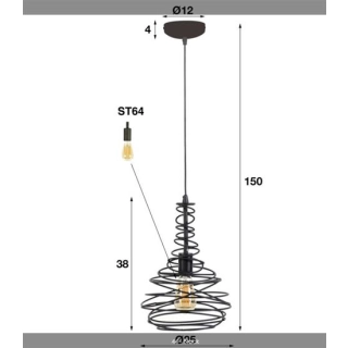 LAMPA WISZĄCA CODA METALOWA CZARNA-134505