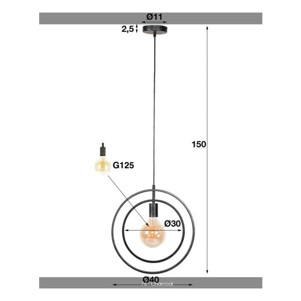 LAMPA WISZĄCA LUI METALOWA CIEMNOSZARA-134489