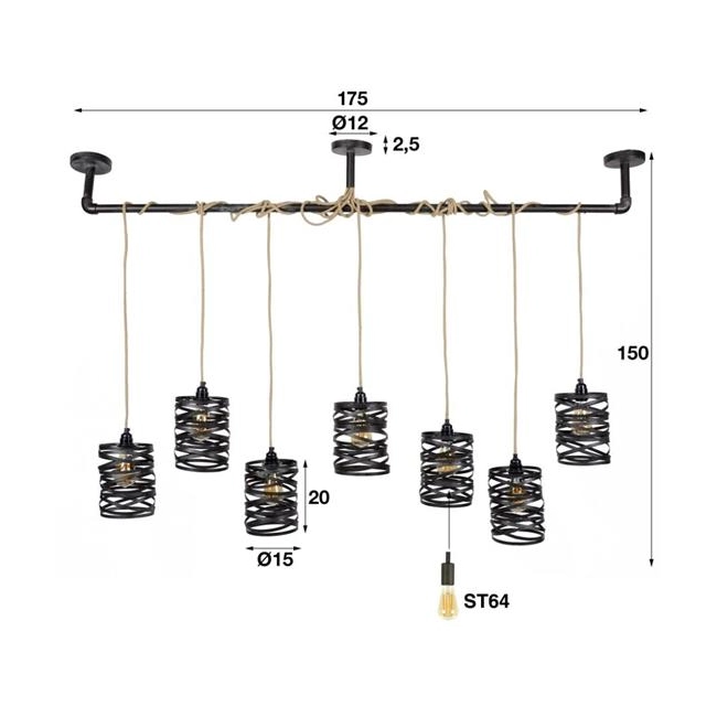 LAMPA WISZĄCA LIMBO METALOWA SZARA VII-134518