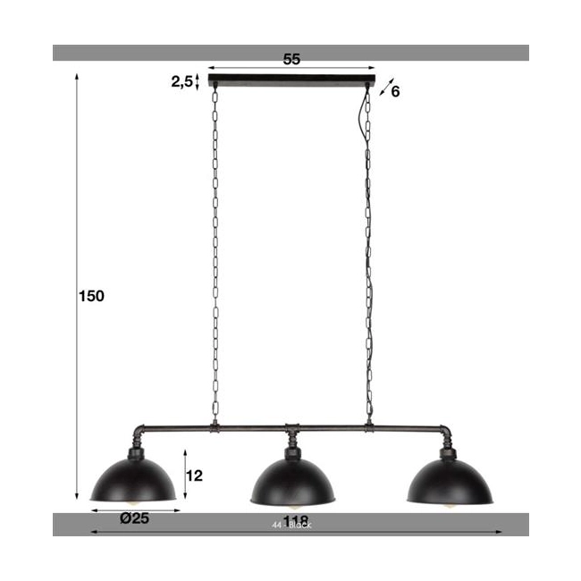 LAMPA WISZĄCA TERA CZARNA METAL-134579