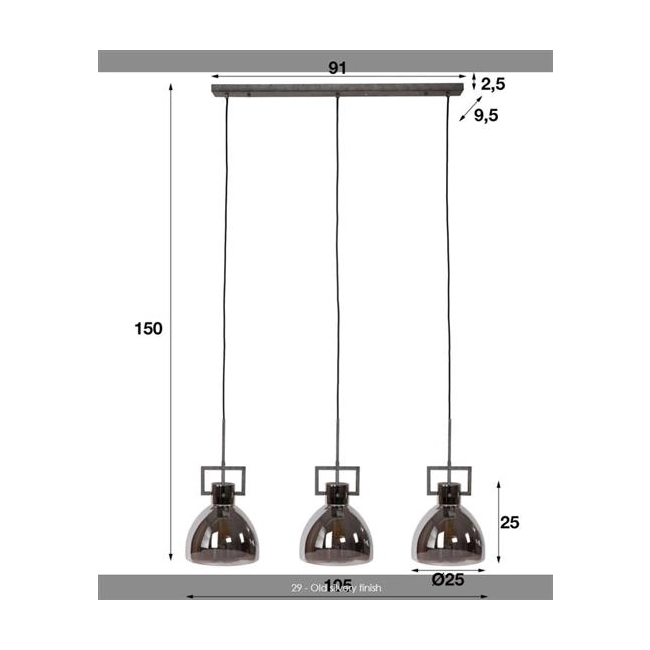 LAMPA WISZĄCA INERI SZKLANA SREBRNA-134651