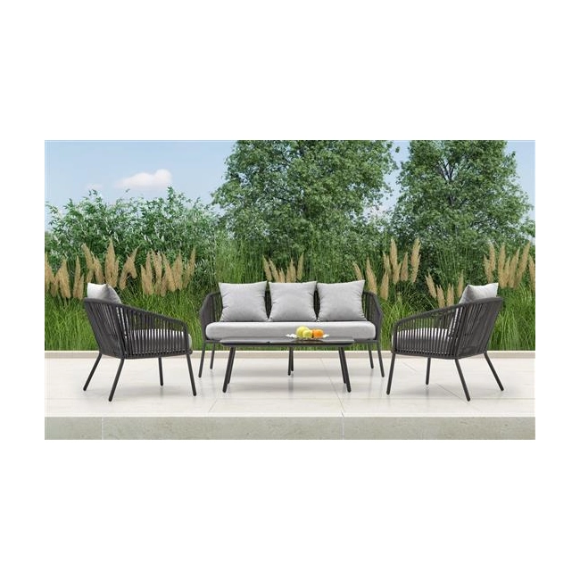 ROCCA zestaw ogrodowy ( sofa + fotel 2x + ława ), ciemny popiel / jasny popiel (1p=1szt)