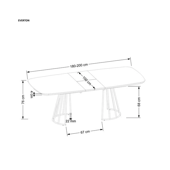 EVERTON stół rozkładany, orzechowy / czarny (2p=1szt)-136430