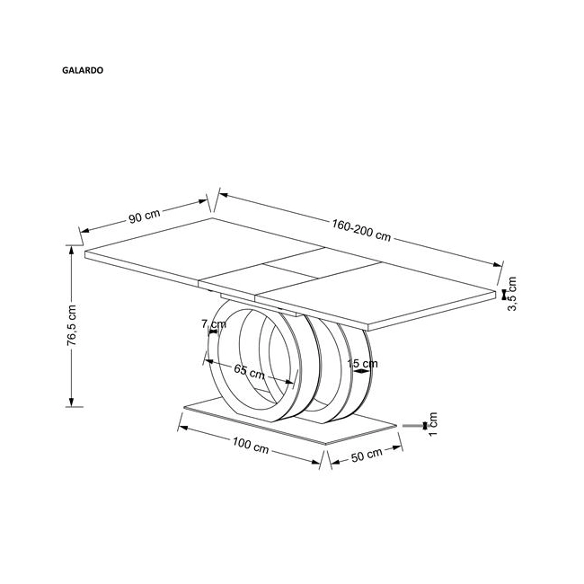 GALARDO stół rozkładany, biały / złoty (3p=1szt)-136505