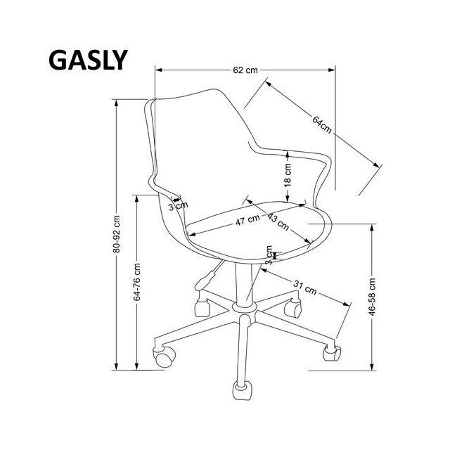 GASLY fotel młodzieżowy różowy (1p=1szt)-136555