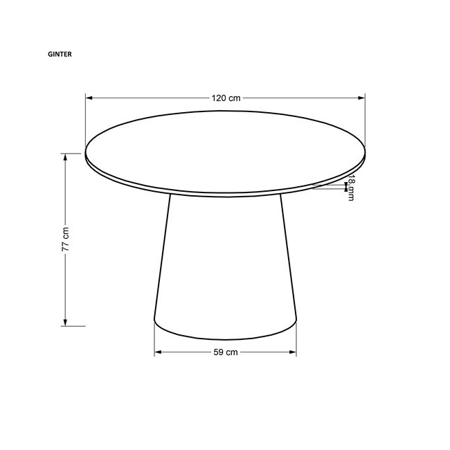 GINTER stół okrągły, czarny (2p=1szt)-136620