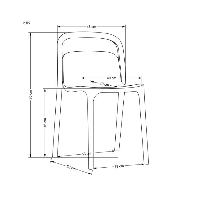 K490 krzesło plastik biały (1p=4szt)-137153