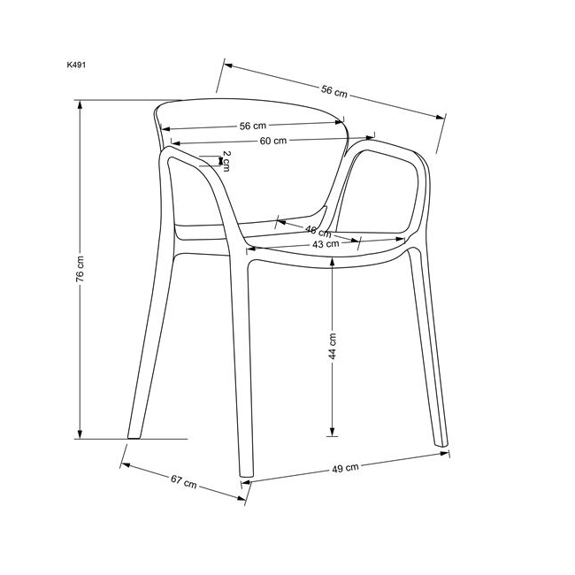 K491 krzesło plastik biały (1p=4szt)-137186