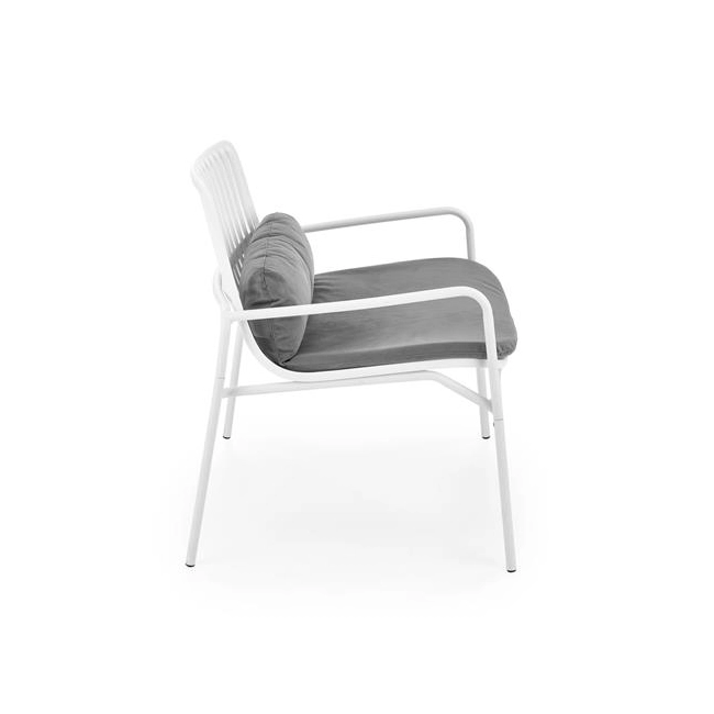 MELBY fotel wypoczynkowy, stelaż - biały, tapicerka - popielaty (2p=6szt)-137896