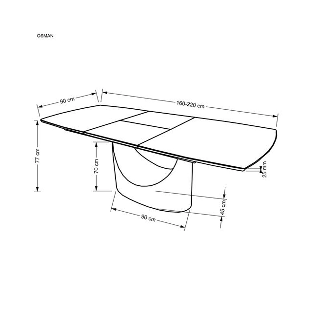OSMAN stół rozkładany, biały marmur / czarny (2p=1szt)-138029