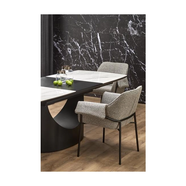 OSMAN stół rozkładany, biały marmur / czarny (2p=1szt)-138030