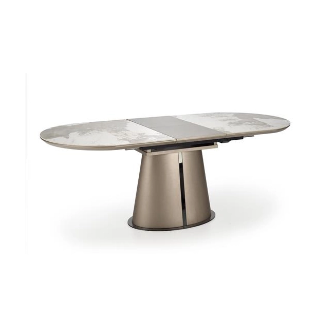 ROBINSON stół rozkładany, beżowy marmur / cappuccino / czarny (3p=1szt)-138154