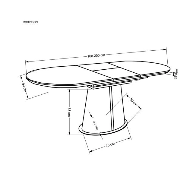 ROBINSON stół rozkładany, beżowy marmur / cappuccino / czarny (3p=1szt)-138159