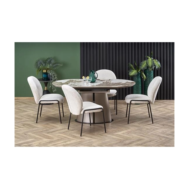 ROBINSON stół rozkładany, beżowy marmur / cappuccino / czarny (3p=1szt)-138160