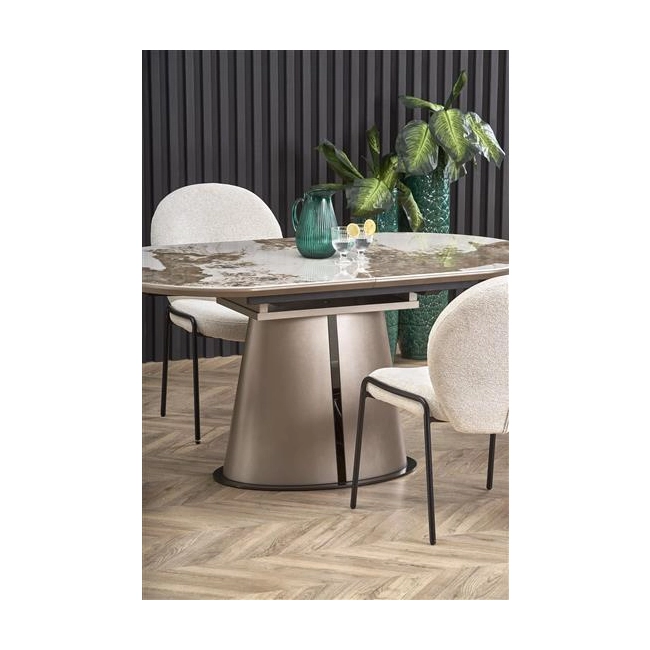 ROBINSON stół rozkładany, beżowy marmur / cappuccino / czarny (3p=1szt)-138161