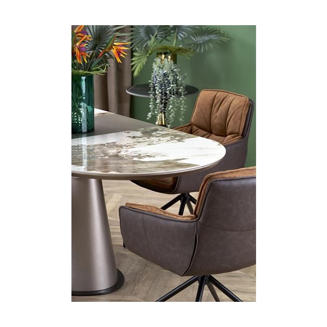ROBINSON stół rozkładany, beżowy marmur / cappuccino / czarny (3p=1szt)-138164