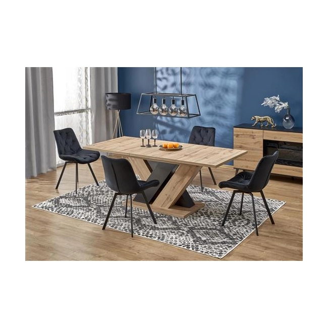 BRANDON stół rozkładany 160-200/90 cm dąb wotan/czarny (2p=1szt)-138461